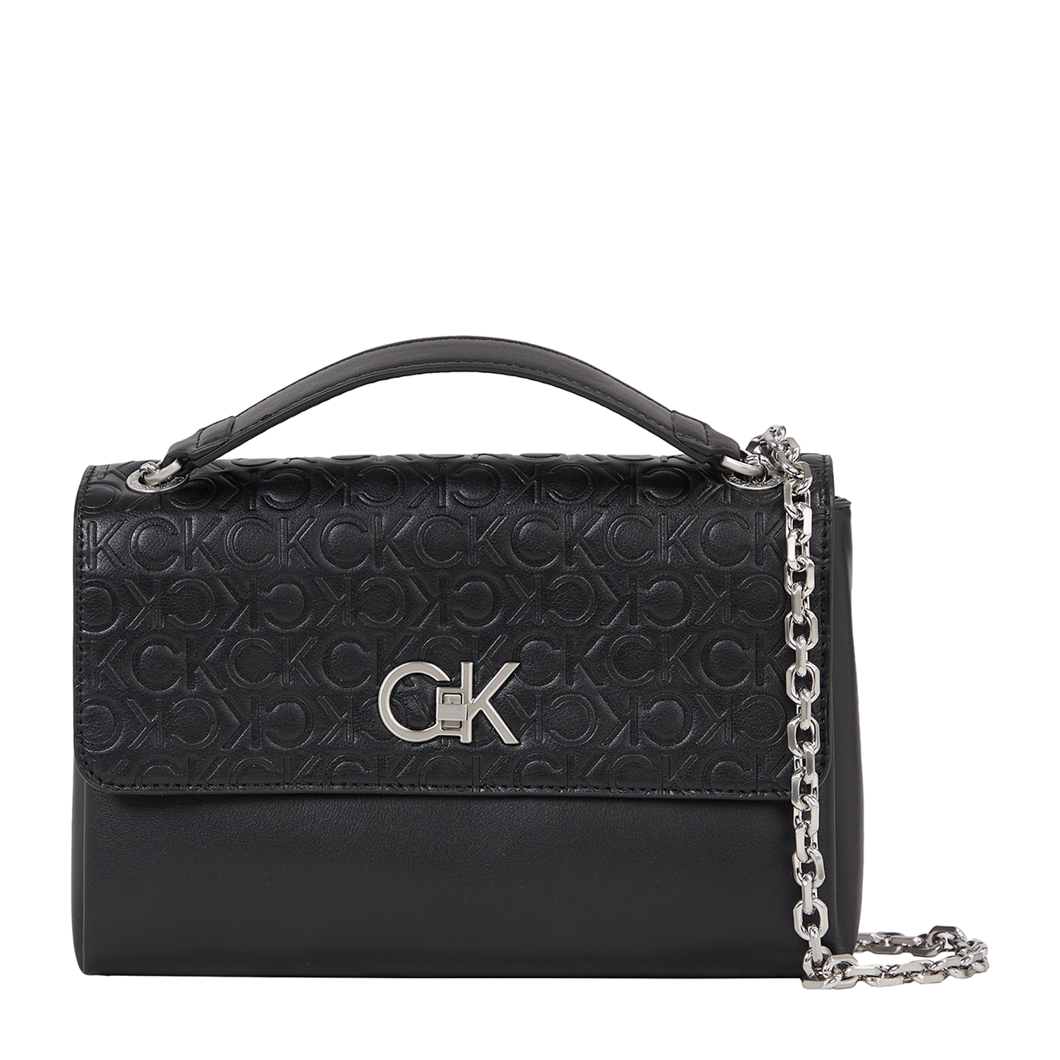 Calvin Klein Re-Lock Shoulder Bag MD - Emb - Black